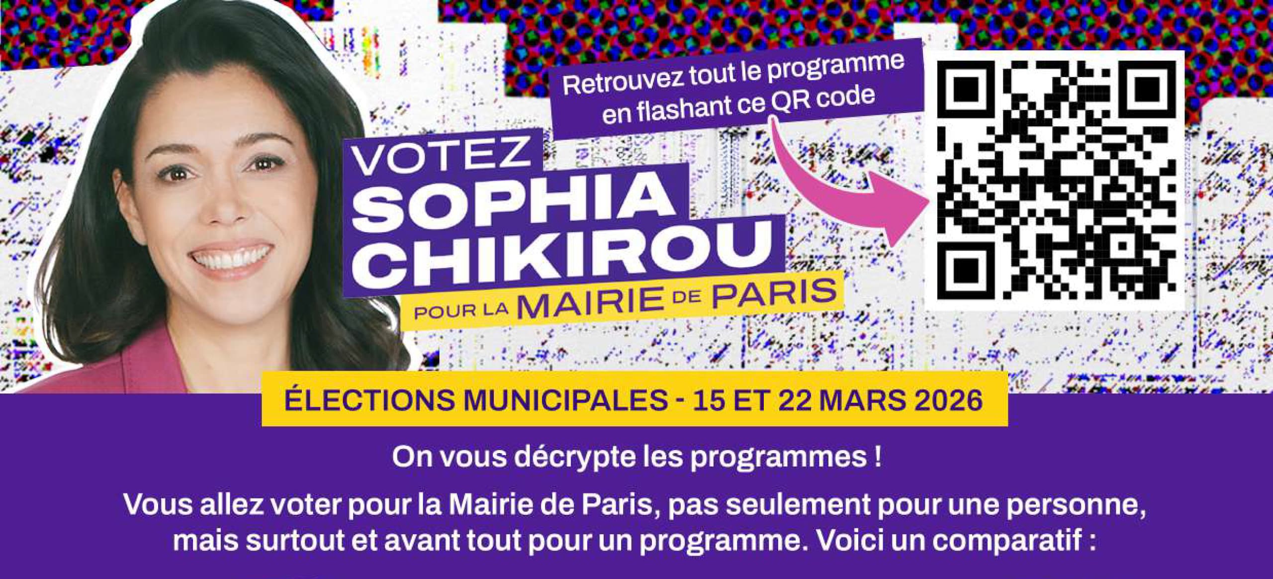 Entête du comparateur de programmes de Sophia Chikirou
